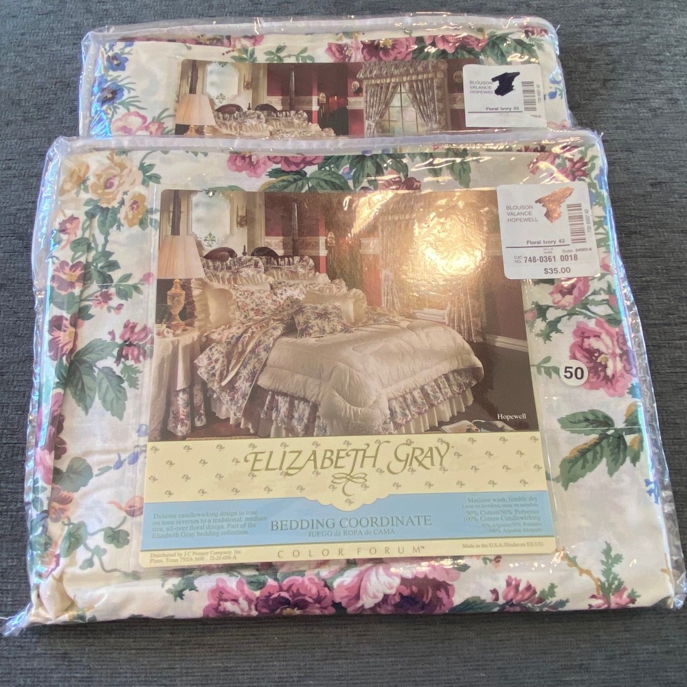 Two new Elizabeth Gray Blouson Vlance Hopewell Floral Ivory Rose Candlewick  USA